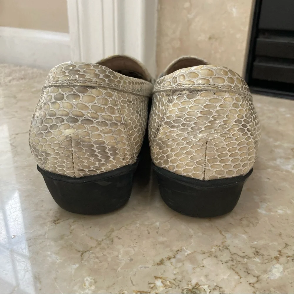 Aquatalia Snakeskin Slip On Penny Loafer Flats, Size 8.5